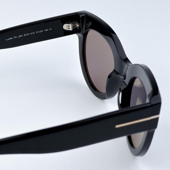 Tom Ford Women BRAND NEW Sunglasses LUCILLA Black Smoke Mirror Cat Eye FT1063/S - Picture 10 of 12